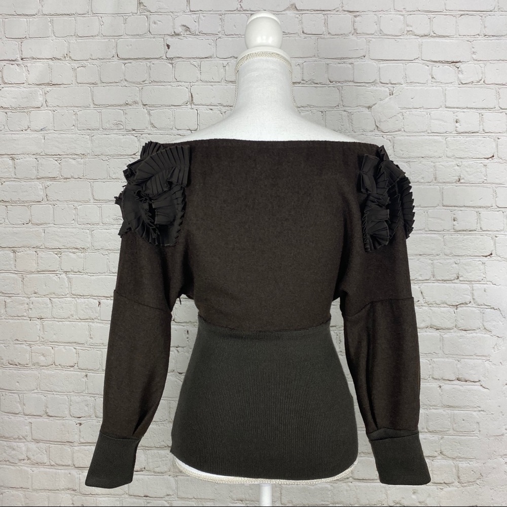 Anthropologie RYU wool ruffled off shoulder knit top SMALL - Picture 3 of 15